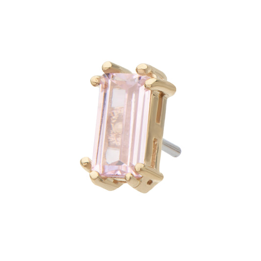 Blush Emerald Cut Stud