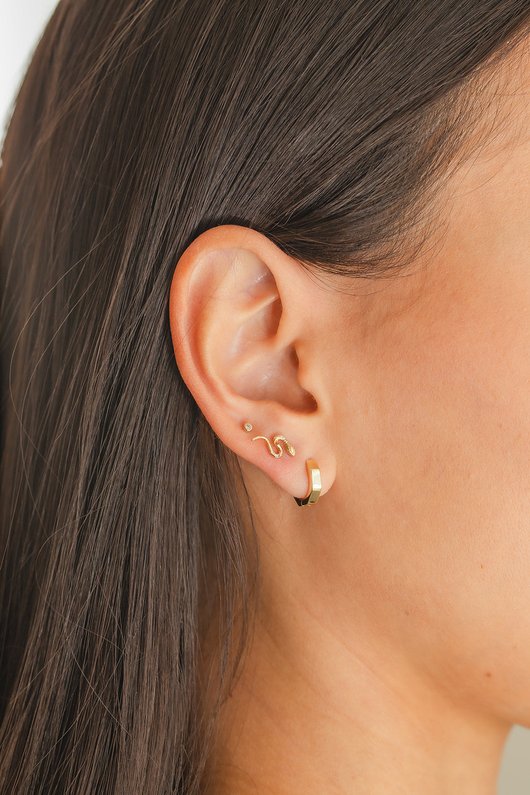 Solid Gold Serpent Stud